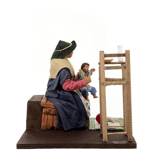 Woman feeding baby ANIMATED, Naples nativity scene 24 cm 5