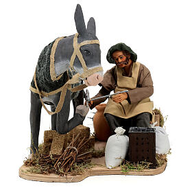 Farrier with donkey, MOTION for Neapolitan Nativity Scene with 24 cm characters