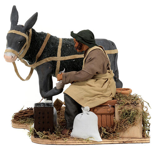 Farrier with donkey, Neapolitan nativity scene 24 cm ANIMATED 3