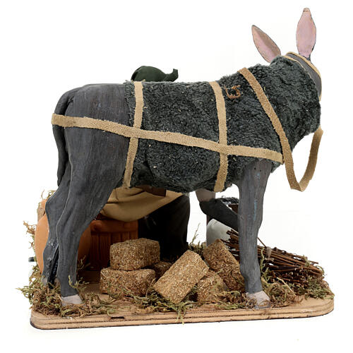 Farrier with donkey, Neapolitan nativity scene 24 cm ANIMATED 5