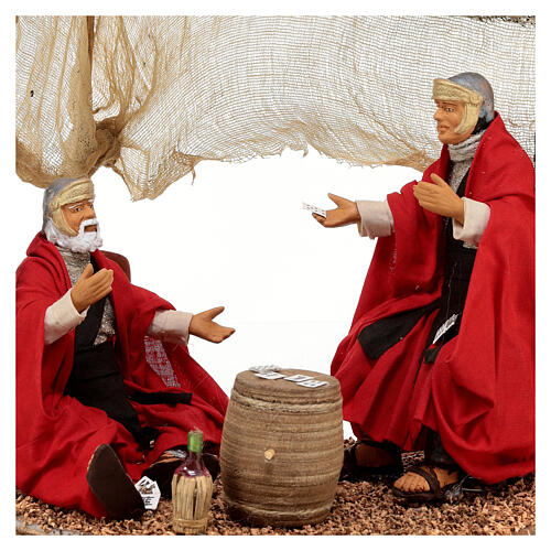 Two Roman soldiers playing cards, tent, Naples nativity scene, 15 cm 2