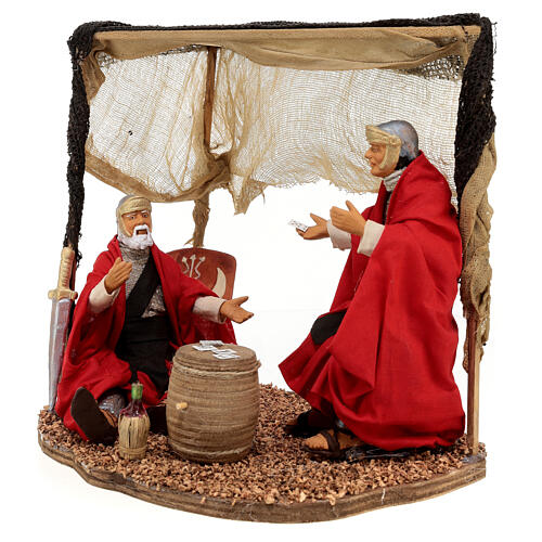 Two Roman soldiers playing cards, tent, Naples nativity scene, 15 cm 4