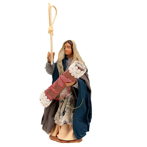 Mulher com batedor de tapete para presépio napolitano com figuras altura média 13 cm 2