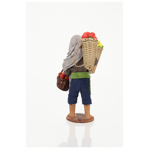 Hombre viandante con cestas fruta belén napolitano 13 cm 5