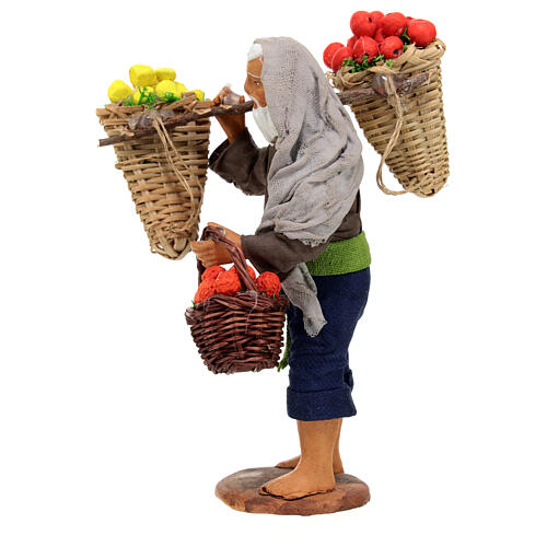 Vendedor ambulante com cestas de frutas para presépio napolitano com figuras de altura média 13 cm 3