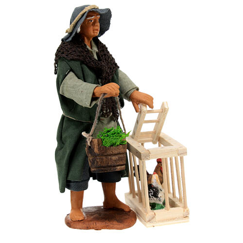 Homem com galinhas para presépio napolitano com figuras de altura média 13 cm 3