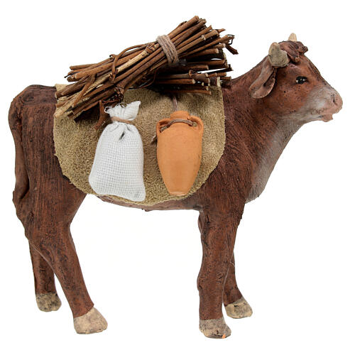 Loaded ox for Neapolitan Nativity Scene with 13 cm characters 1