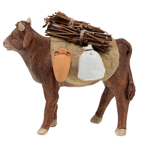 Loaded ox for Neapolitan Nativity Scene with 13 cm characters 3