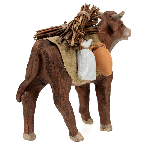 Loaded ox for Neapolitan Nativity Scene with 13 cm characters 5