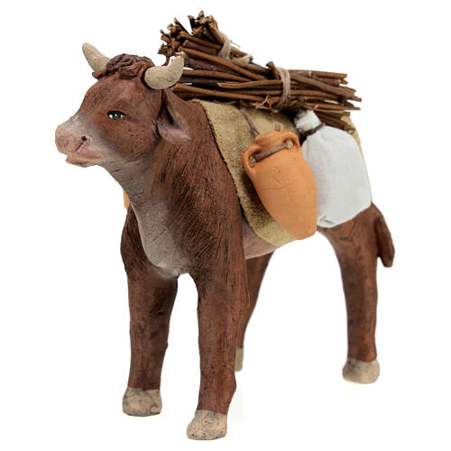 Bue con carico presepe napoletano 13 cm 2