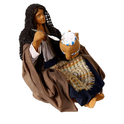 Woman sitting with a jar for Neapolitan Nativity Scene with 15 cm characters 3