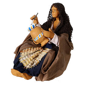 Woman with amphora sitting Neapolitan nativity 15 cm