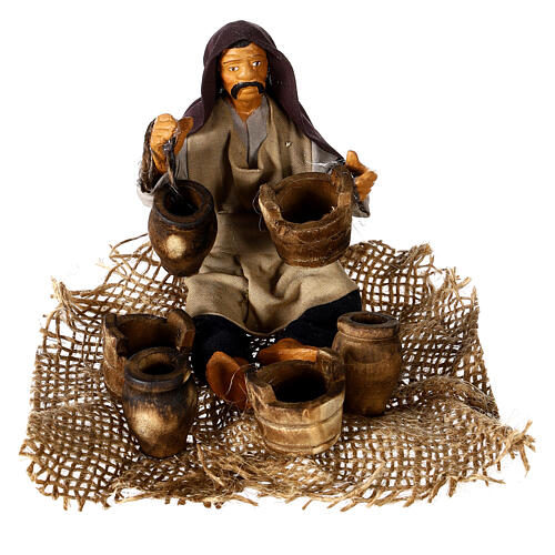 Man selling jars and buckets for Neapolitan Nativity Scene with 13 cm characters 5