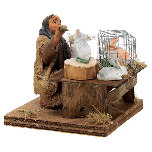 Man feeding rabbits for Neapolitan Nativity Scene with 10 cm characters 3