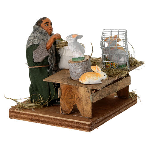 Man feeding rabbits for Neapolitan Nativity Scene with 10 cm characters 2