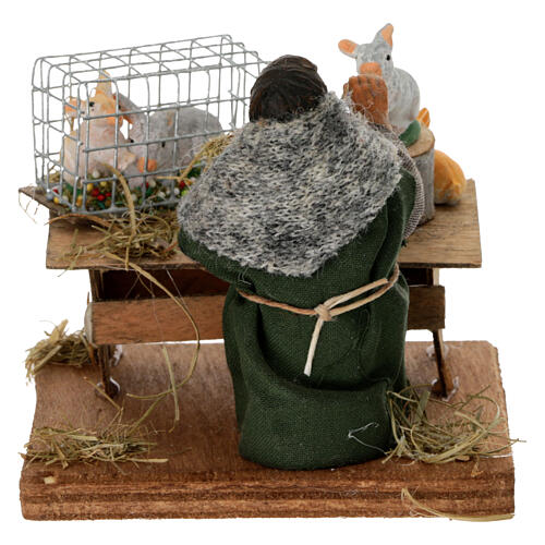 Man feeding rabbits for Neapolitan Nativity Scene with 10 cm characters 4