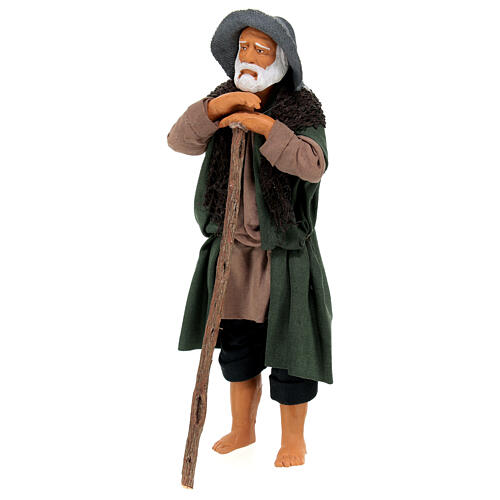 Homem de pé com bastão para presépio napolitano com figuras altura média 15 cm 3