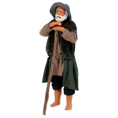 Standing man with staff Neapolitan nativity scene 15 cm 3