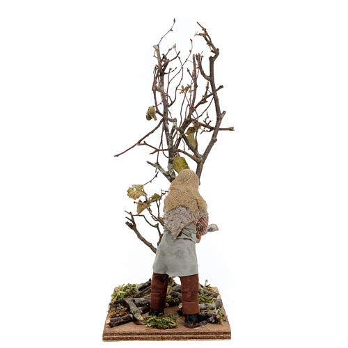 Uomo con ascia legno presepe napoletano 13 cm 4