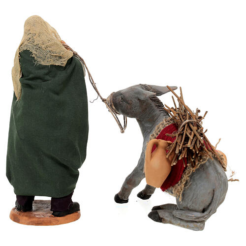 Uomo con asino presepe napoletano 15 cm 5