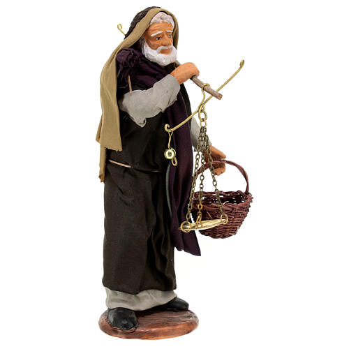 Mężczyzna z koszykiem i wagą, szopka neapolitańska 15 cm 4