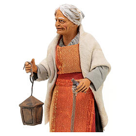 Old lady with a lantern for Neapolitan Nativity Scene of 30 cm