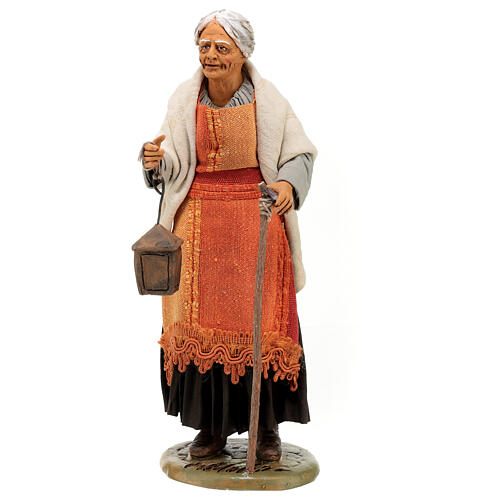 Old lady with a lantern for Neapolitan Nativity Scene of 30 cm 1