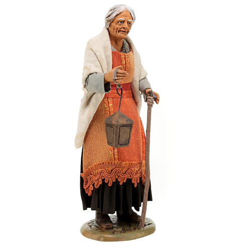 Vecchia con lanterna presepe Napoletano 30 cm 4