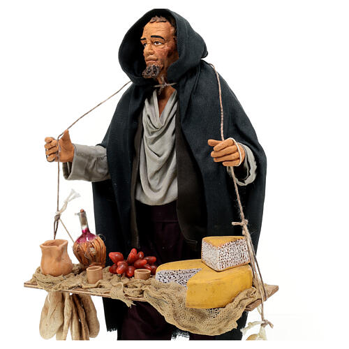 Vendedor de queijos e enchidos para presépio napolitano com figuras altura média 30 cm; 30x10x10 cm 2