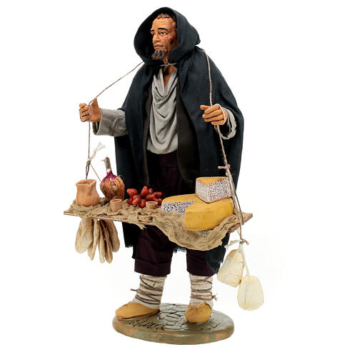 Vendedor de queijos e enchidos para presépio napolitano com figuras altura média 30 cm; 30x10x10 cm 3