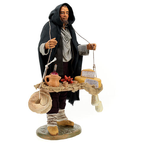 Vendedor de queijos e enchidos para presépio napolitano com figuras altura média 30 cm; 30x10x10 cm 4