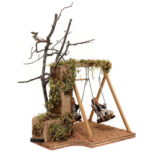 Crianças no balanço MOVIMENTO para presépio napolitano com figuras de altura média 12 cm 4