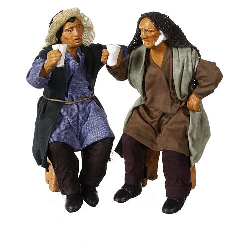 Couple of drunks for Neapolitan Nativity Scene of 15 cm 1