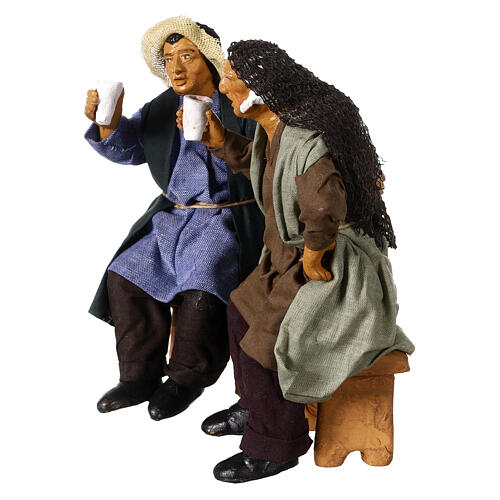 Couple of drunks for Neapolitan Nativity Scene of 15 cm 3