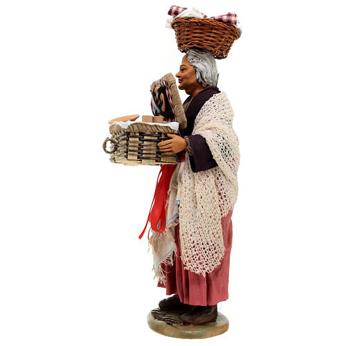 Woman with picnic baskets for Neapolitan Nativity Scene of 30 cm 4