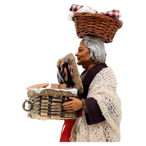 Woman with picnic basket 30 cm Neapolitan nativity scene 2