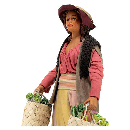 Woman with grocery bags for Neapolitan Nativity Scene of 24 cm 2