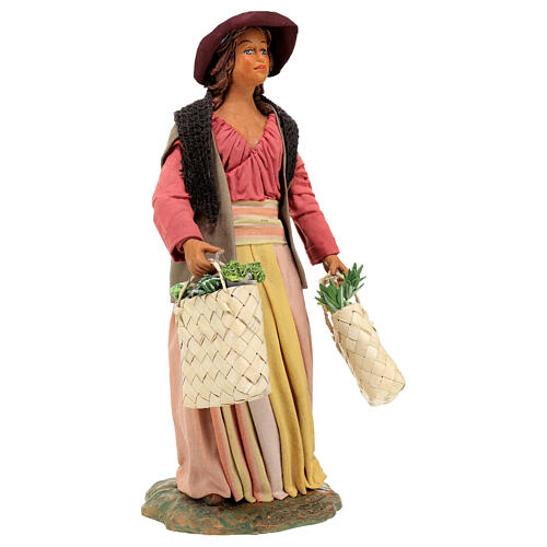 Woman with grocery bags for Neapolitan Nativity Scene of 24 cm 4