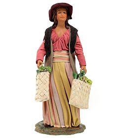 Mujer con bolsas de compras belén napolitano 24 cm