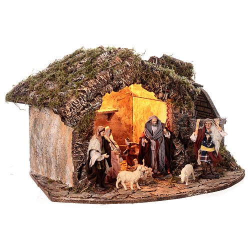 Cabana da Natividade com forno para presépio com figuras de altura média 15 cm; 60x40x36 cm 4