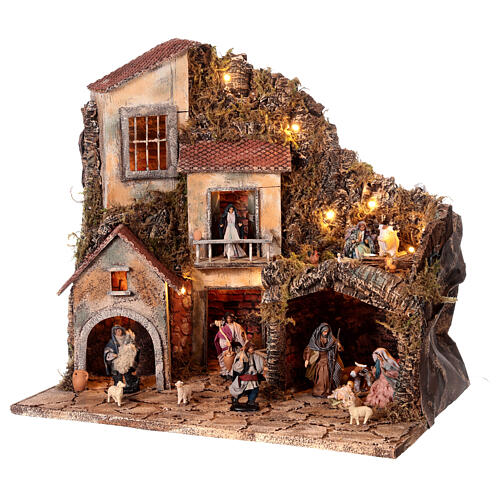 Dorf Brunnen Hirten Krippe 60x40x60 Neapolitanische Weihnachtskrippe, 10 cm 3