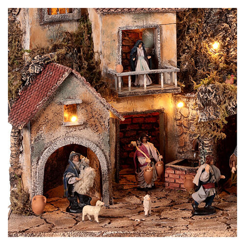 Hamlet with Nativity, fountain and shepherds 60x40x60 cm for Neapolitan Nativity Scene with 10 cm characters 4