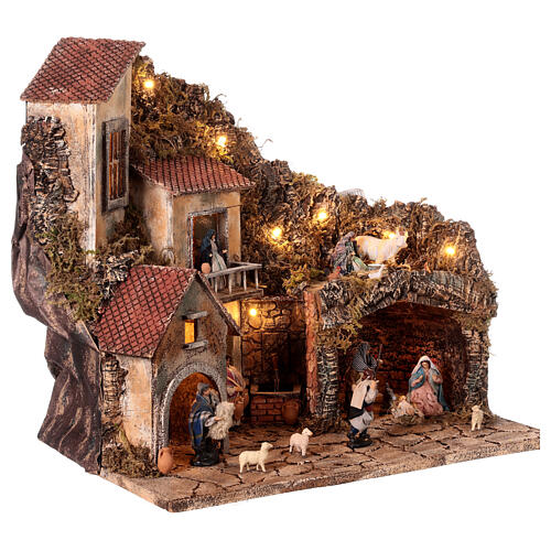 Hamlet with Nativity, fountain and shepherds 60x40x60 cm for Neapolitan Nativity Scene with 10 cm characters 5