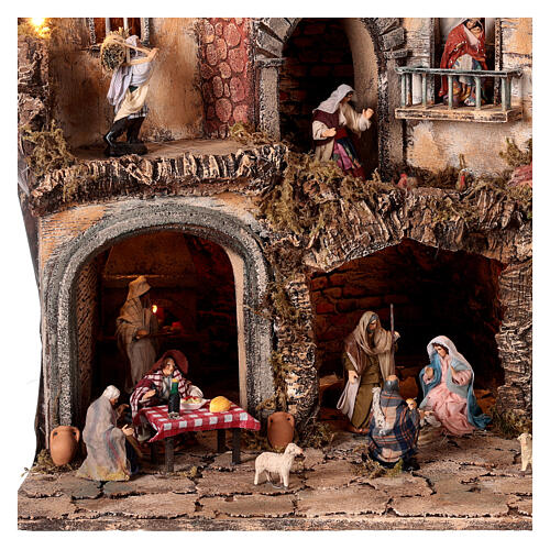 Hamlet with Nativity, oven and mill 45x70x60 cm for Neapolitan Nativity Scene with 10 cm characters 4