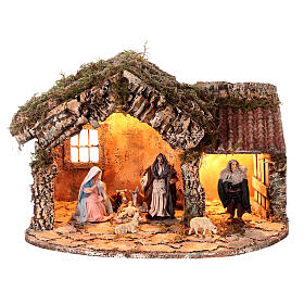 Nativity stable with lights 35x45x25 cm for Neapolitan Nativity Scene with 12 cm characters