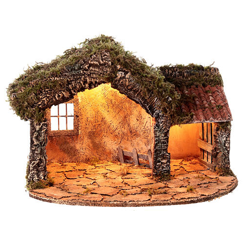 Nativity stable with lights 35x45x25 cm for Neapolitan Nativity Scene with 12 cm characters 5