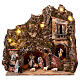 Setting with Nativity, fountain and balcony 30x50x40 cm for Neapolitan Nativity Scene with 10 cm characters s1