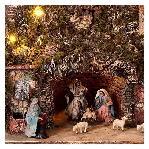 Nativity village fountain balcony 30x50x40 Neapolitan nativity 10 cm 2