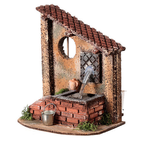 Fontana asimmetrica con finestrella presepe napoletano h 15 cm 2