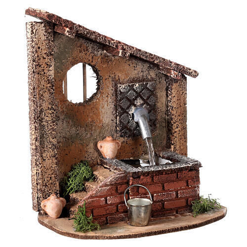 Fontana asimmetrica con finestrella presepe napoletano h 15 cm 3